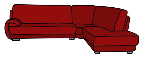 Donker rode grote sofa — Stockvector