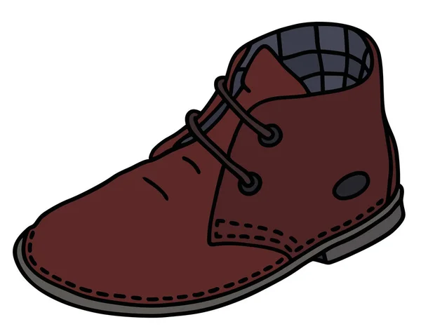 Donker rood suede schoen — Stockvector