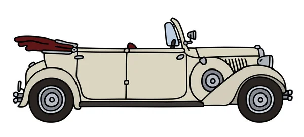 Vintage witte cabriolet — Stockvector