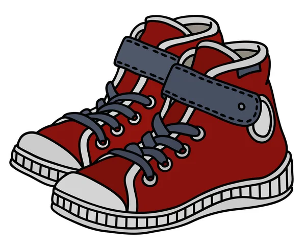 Zapatillas niños rojas — Vector de stock