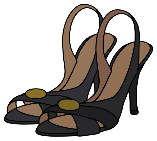 Черная лента обувь на высоком каблуке — стоковый вектор