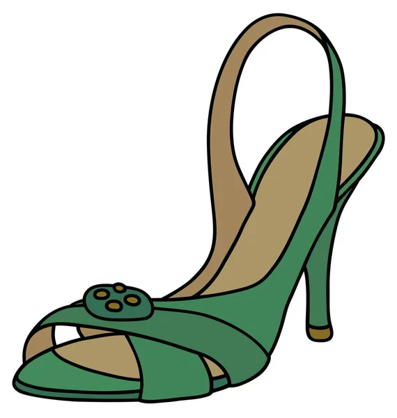 Chaussure verte sur talon haut — Image vectorielle