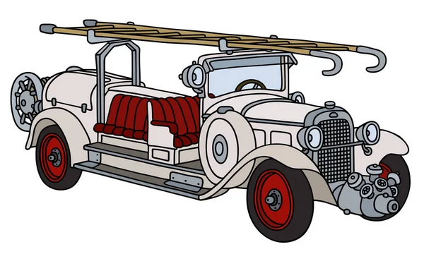 ビンテージ ホワイト消防車 — ストックベクタ