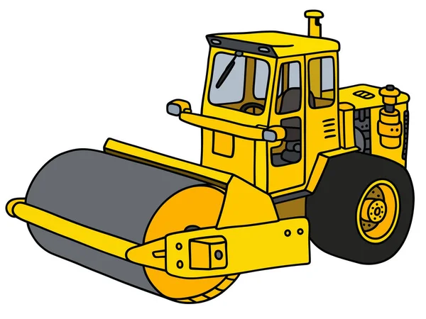 Yellow road roller — Stock Vector