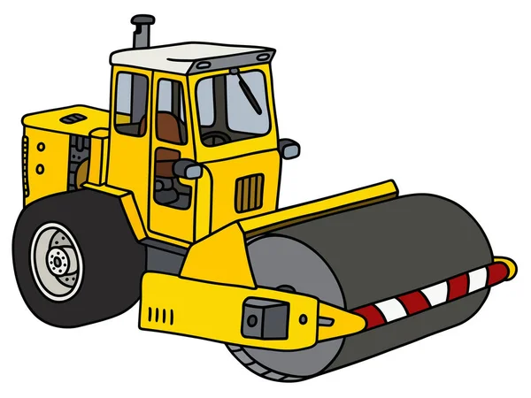 Yellow road roller — Stock vektor