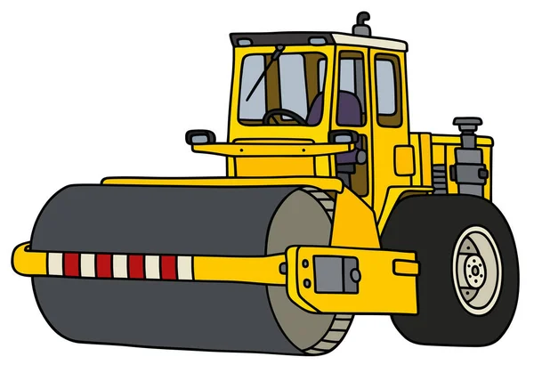 Yellow road roller — Stock Vector