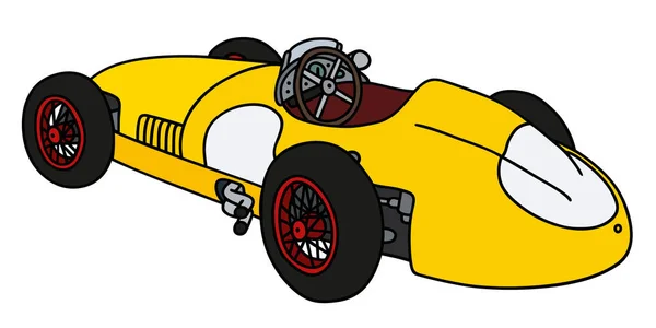 Retro gul racing bil — Stock vektor