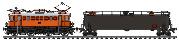 Klasické elektrické lokomotivy a nádrž kombi — Stockový vektor