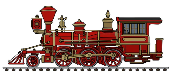 Vintage locomotora de vapor rojo americano — Vector de stock