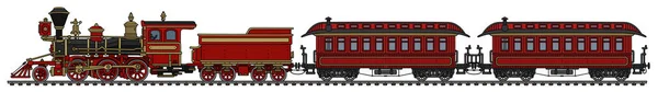 Tren de vapor americano rojo vintage — Vector de stock