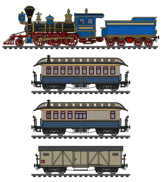 Vintage treno a vapore americano — Vettoriale Stock