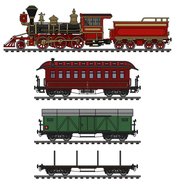 Tren de vapor americano Vintage — Vector de stock