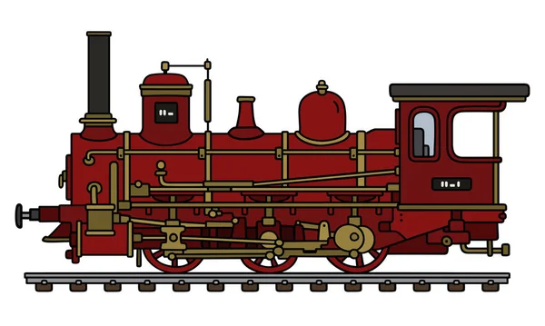 Vintage red steam locomotive — Stock Vector