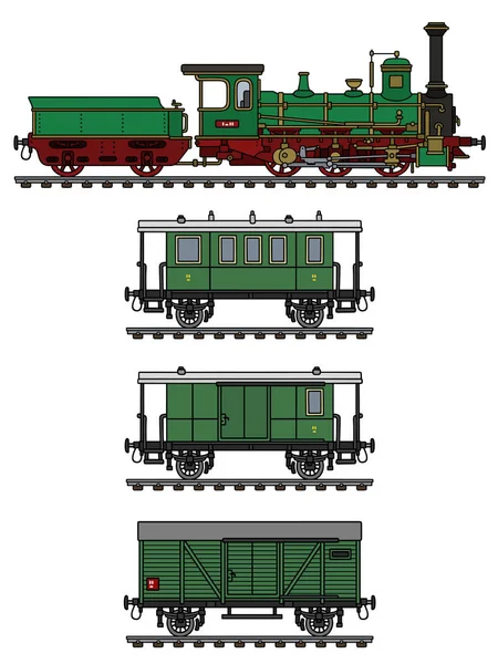 Vintage trem a vapor verde — Vetor de Stock
