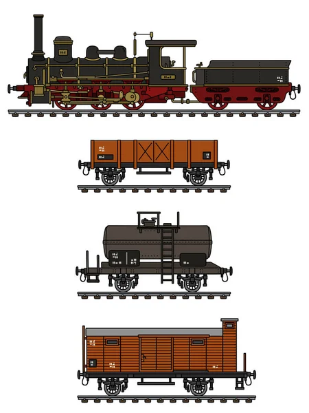 Tren de vapor de carga Vintage — Vector de stock