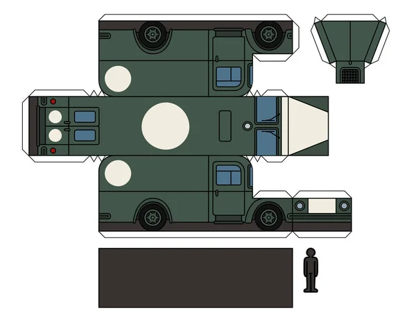 Papieren model van een oude militaire ambulance — Stockvector