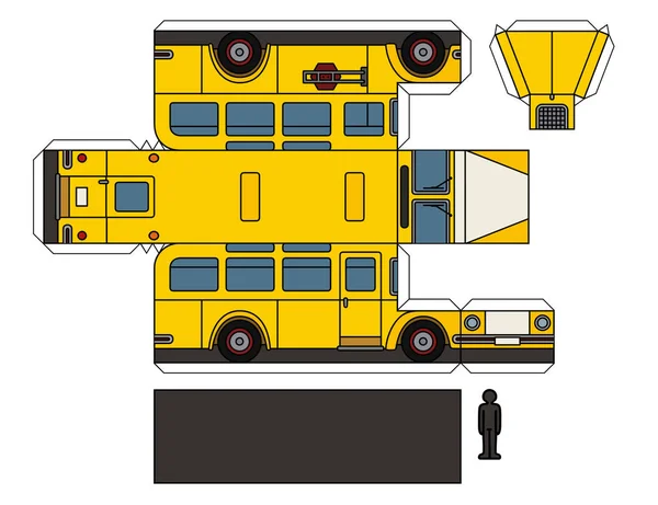 Paper model of a vintage school bus — Stock Vector