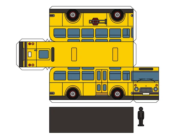 Modello di carta di un vecchio scuolabus — Vettoriale Stock