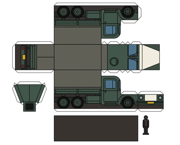 Papiermodell eines alten Militärlastwagens — Stockvektor
