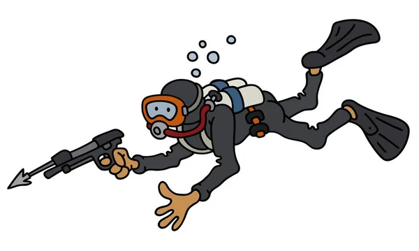 Funny diver with a harpoon gun — Stock Vector