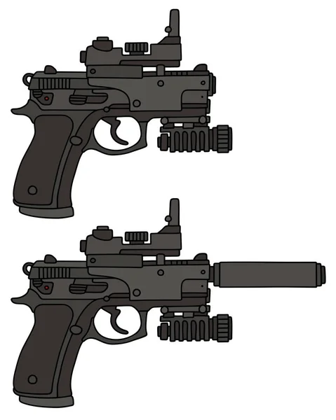 两个自动手枪 — 图库矢量图片