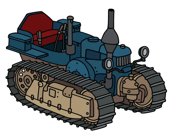Tracteur chenille bleu vintage — Image vectorielle