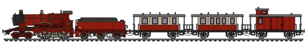 老式的红色蒸汽火车 — 图库矢量图片