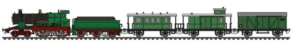 Tren de vapor verde vintage — Vector de stock