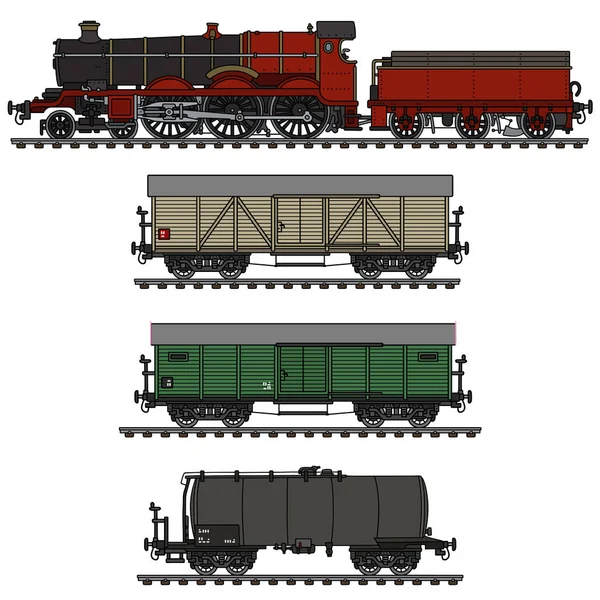 Винтажные грузовые паровозы — стоковый вектор