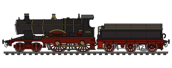 Vintage preto locomotiva a vapor — Vetor de Stock