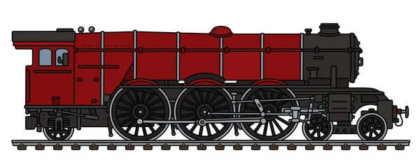 Disegno Mano Una Classica Locomotiva Vapore Rossa — Vettoriale Stock