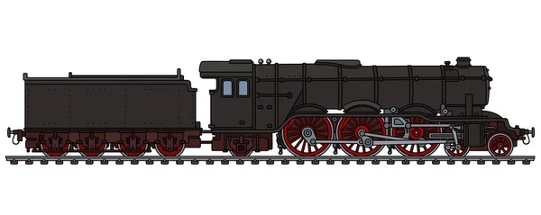 Handzeichnung Einer Klassischen Schwarzen Dampflokomotive — Stockvektor