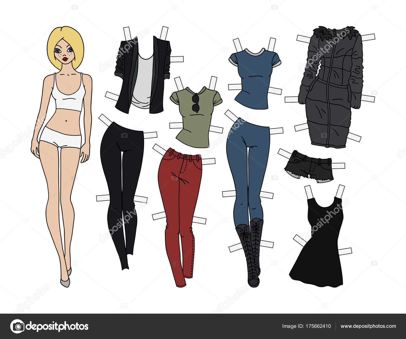 Blonde Paper Doll Cutout Clothes Stock Vector by ©2v 175662410