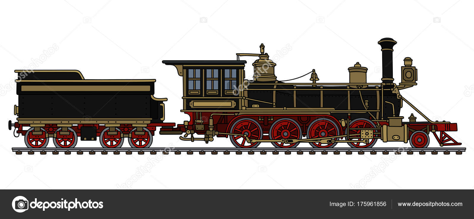 빈티지 서부의 기관차의 스톡 벡터 - ©2v 175961856, image size:1600x740