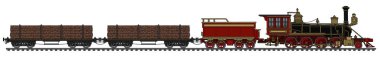 El bir vintage Amerikan vahşi batı buharlı tren çizimi