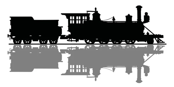 Desenho Mão Uma Silhueta Preta Locomotiva Vapor Ocidental Selvagem Americana —  Vetores de Stock