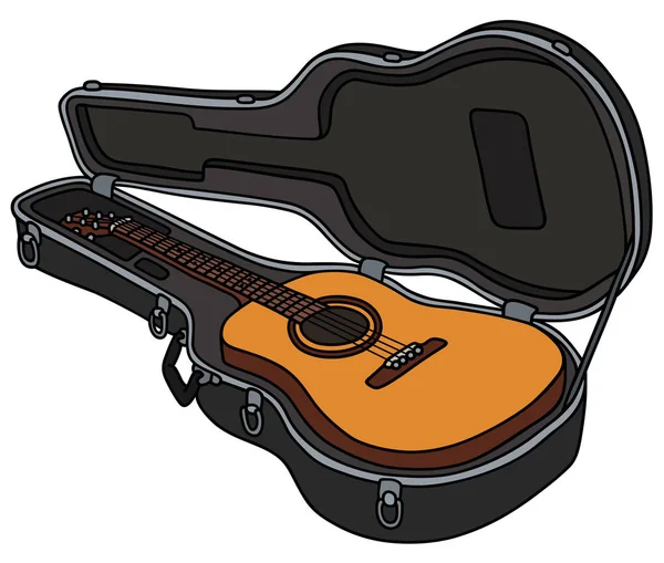 Guitarra Acústica Clásica Estuche Duro — Vector de stock