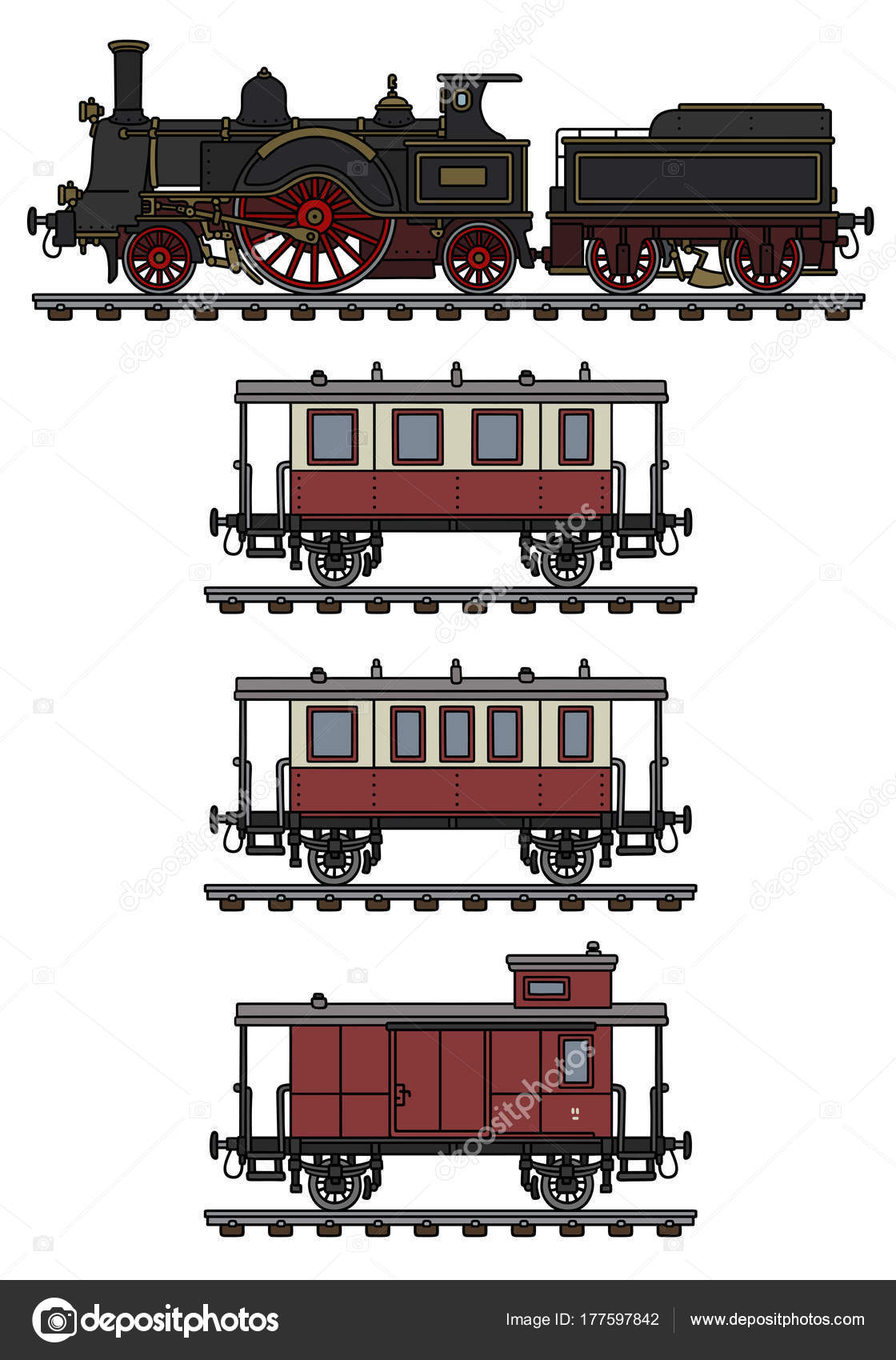 Hand Drawing Vintage Steam Train Stock Vector by ©2v 177597842, image size:1120x1700