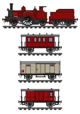 El bir vintage buhar tren çizimi