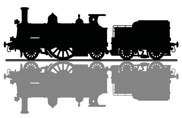 Zwarte Silhouet Van Vintage Stoomlocomotief — Stockvector