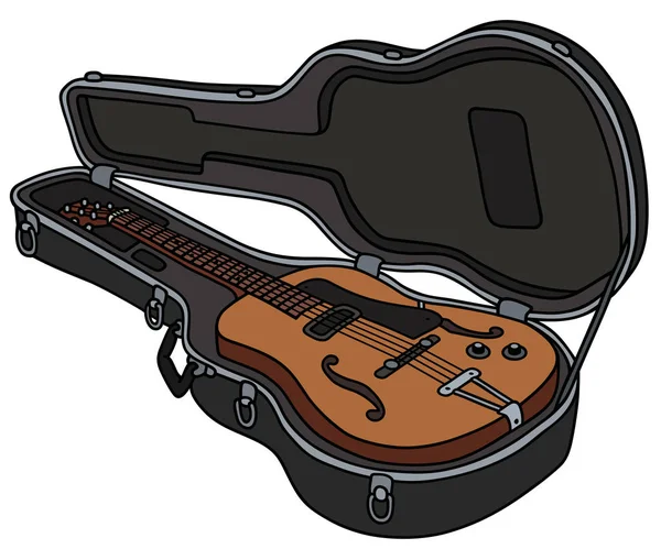 ハードケースで古典的な Semiaccoustic ギター — ストックベクタ