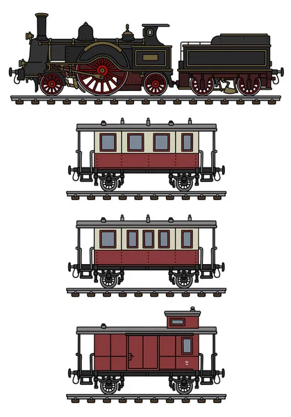 Dibujo Mano Tren Vapor Vintage — Vector de stock
