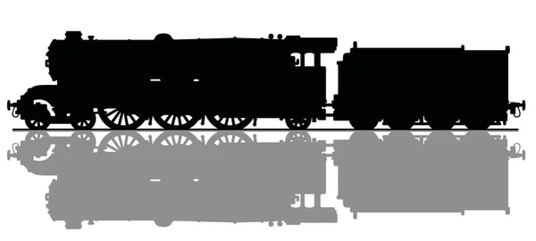 Dessin Main Une Silhouette Noire Locomotive Vapeur Vintage — Image vectorielle