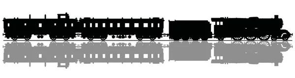 Dessin Main Une Silhouette Noire Train Vapeur Passager Vintage — Image vectorielle