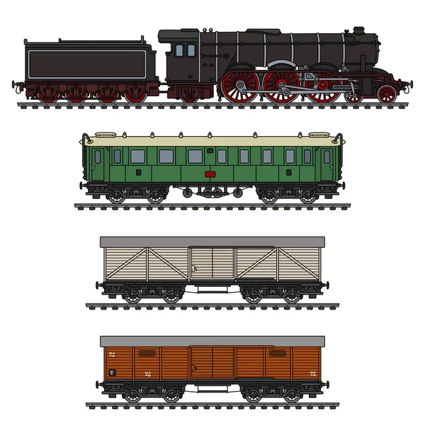 Desenho Manual Trem Vapor Frete Vintage —  Vetores de Stock