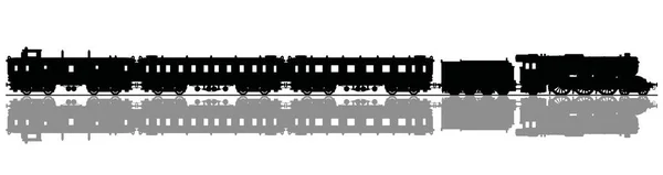 Dessin Main Une Silhouette Noire Train Vapeur Passager Vintage — Image vectorielle
