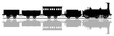 Bir tarihi buharlı tren siyah silüeti