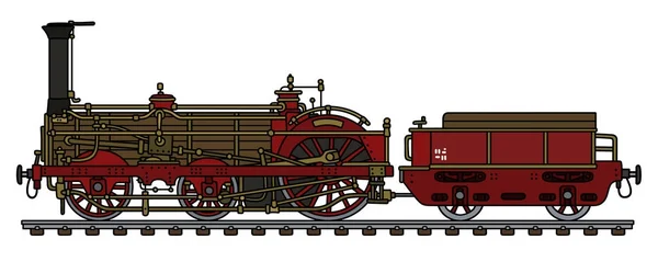 手绘图的一辆老式蒸汽机车 — 图库矢量图片