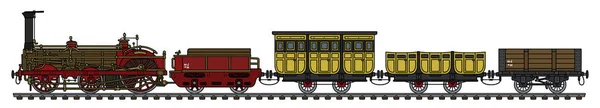 Χέρι Σχέδιο Του Μια Ιστορική Σιδηροδρομική Ατμομηχανή — Διανυσματικό Αρχείο