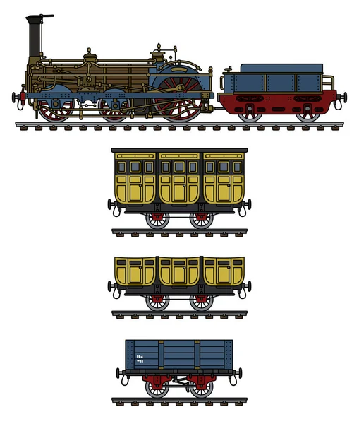 Dessin Main Train Vapeur Historique — Image vectorielle